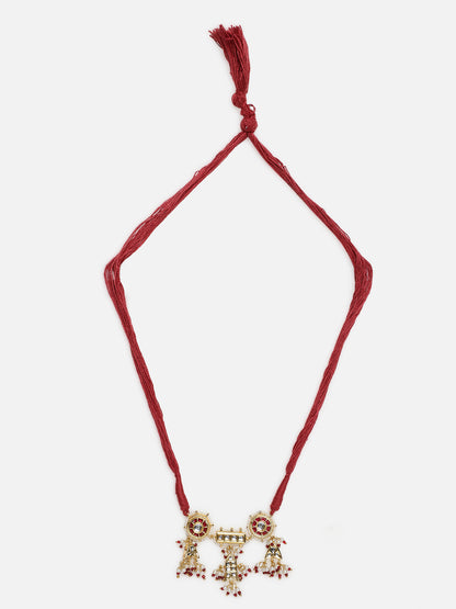 Multi Shaped and Red Colored Kundan Necklace