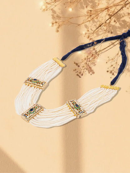 Peacock Inspired Colors in Jadau Design Necklace