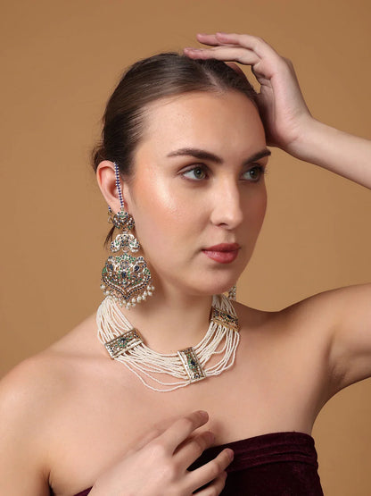 Blue and Green Peacock Inspired Colors in Jadau Design  Earring from Dugristyle Ruhaniyat By Dugran