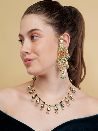 Meeenakari amalgamation with kundan tikra with handmade dori 