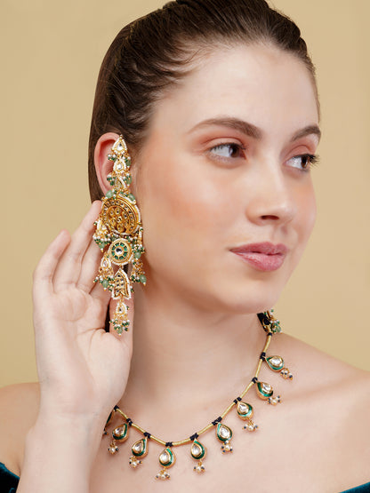 Meeenakari amalgamation with kundan tikra with handmade dori 