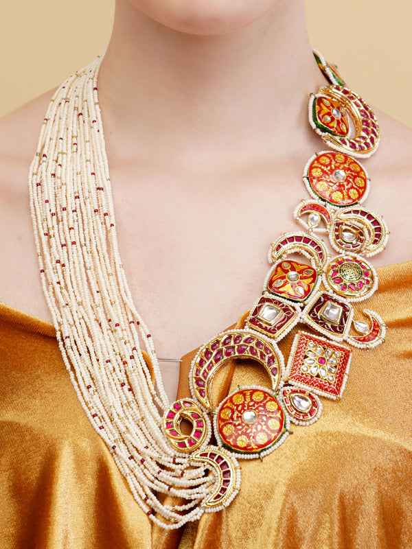 Zarqaani Haar Designer Meenakari Kundan Pearl Haar