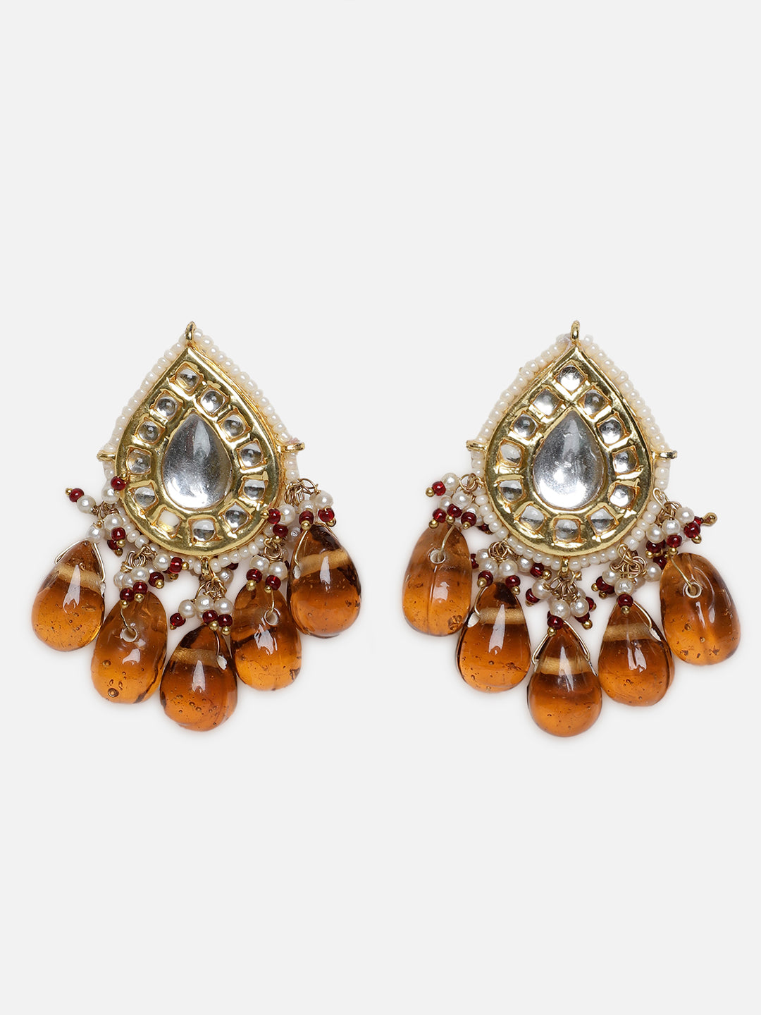 Meenakari Jewellery Set with Adjustable Dori and Drop Shaped Kundan 