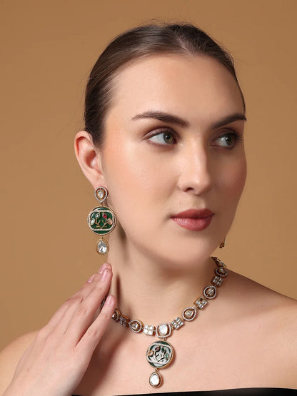 American Diamond used with moissanite stone necklace set