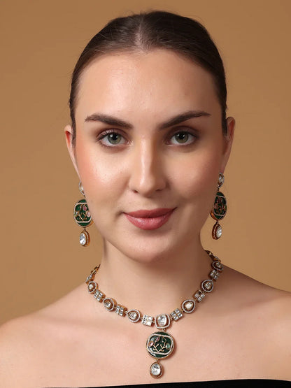 American Diamond used with moissanite stone necklace set