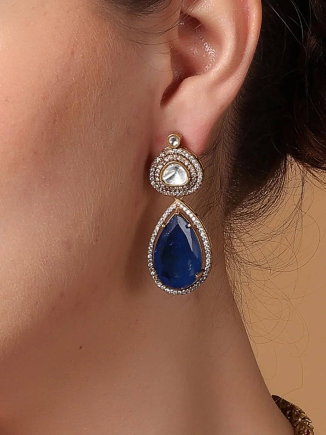 Moissanite with American Diamond necklace with Earring