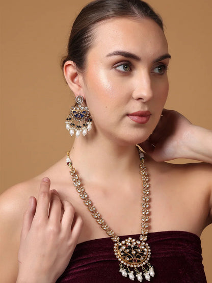 Moissanite Stones used with peacock design Necklace and earrings set