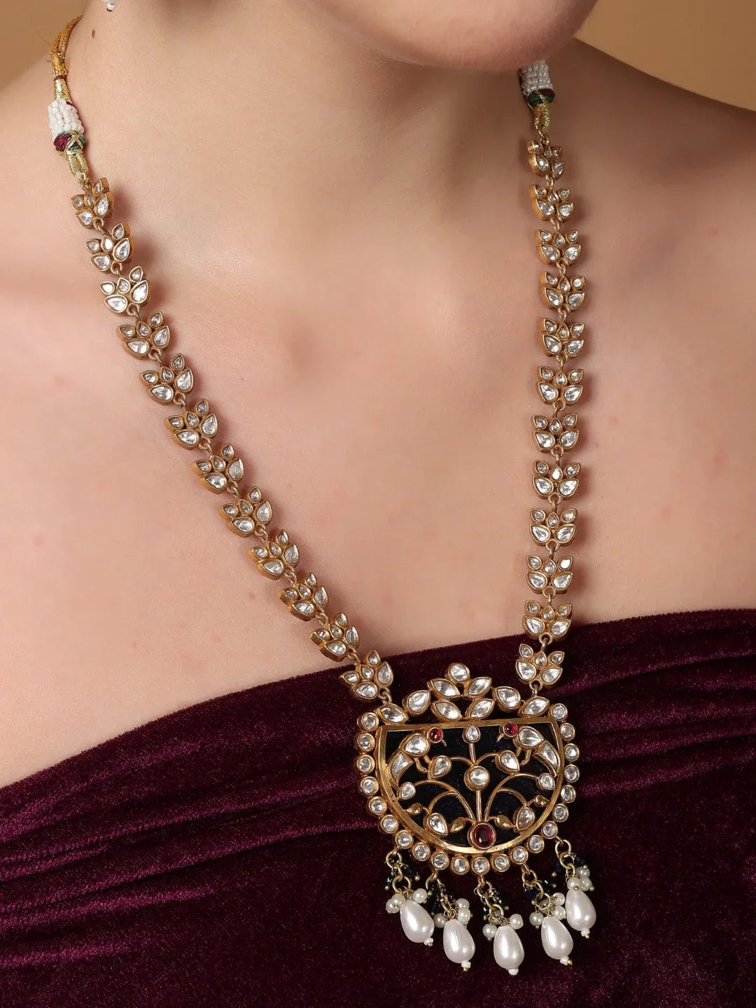 Moissanite Stones used with peacock design Necklace and earrings set