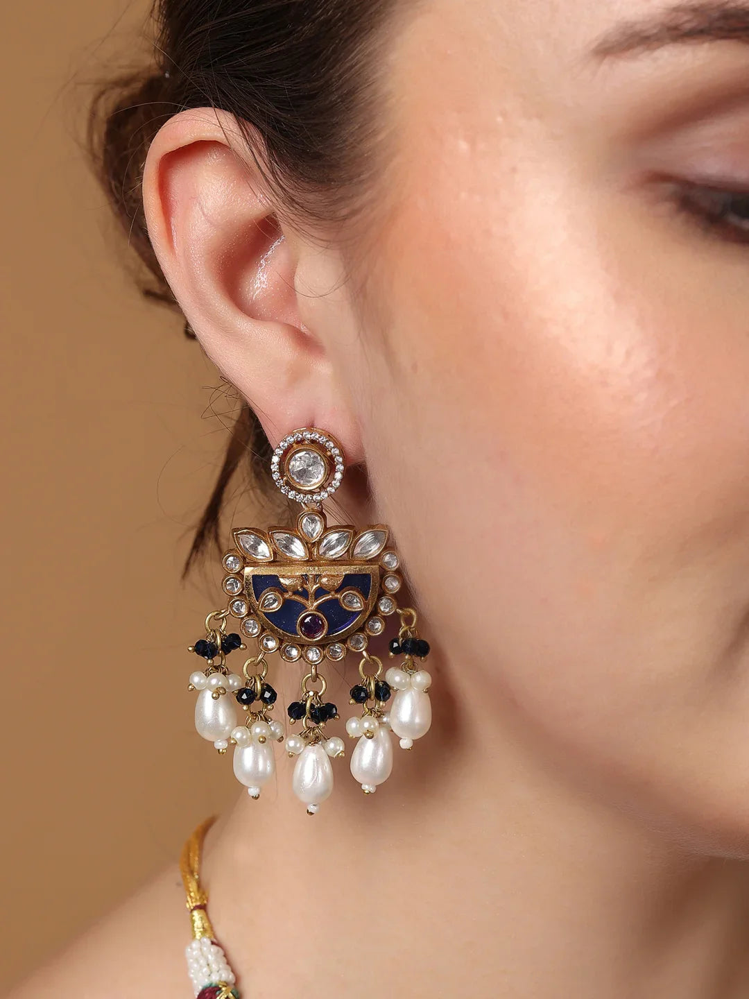 Moissanite Stones used with peacock design Necklace and earrings set