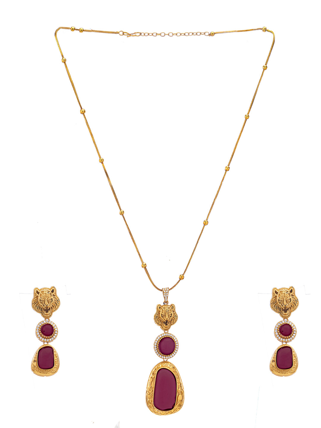 Moissanite Stones used with Tiger design Necklace and earrings set