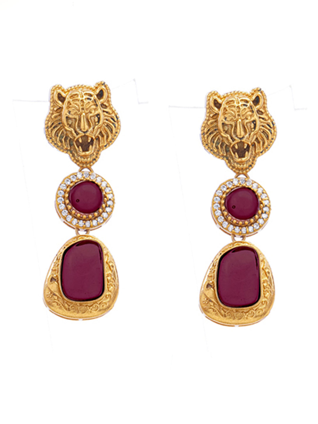Moissanite Stones used with Tiger design Necklace and earrings set