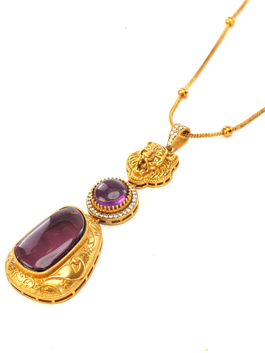 Moissanite Stones used with Tiger design Necklace and earrings set