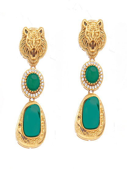 Moissanite Stones used with Tiger design Necklace and earrings set