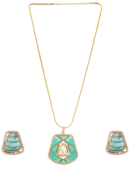 Moissanite Stones used with Stripe design Necklace and earrings set