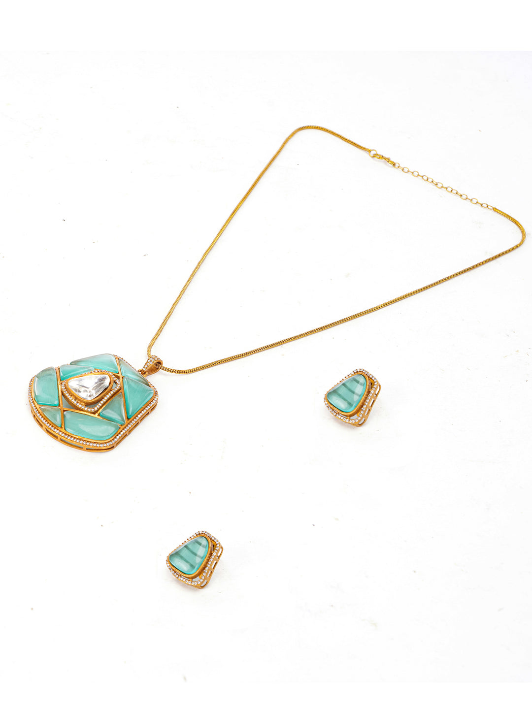Moissanite Stones used with Stripe design Necklace and earrings set