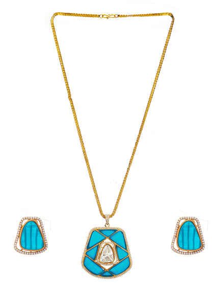 Moissanite Stones used with Stripe design Necklace and earrings set