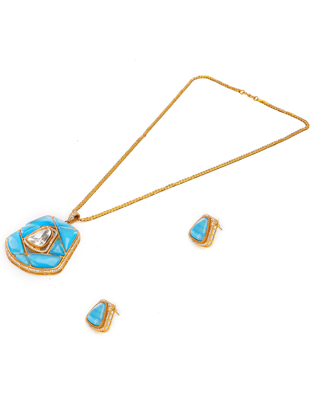 Moissanite Stones used with Stripe design Necklace and earrings set