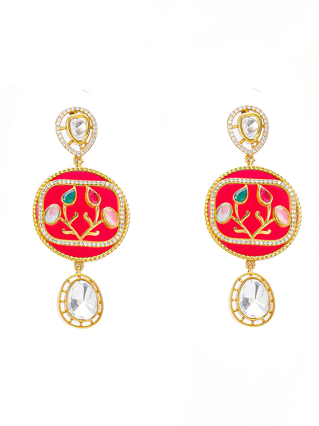 Moissanite with American Diamond necklace with Earring