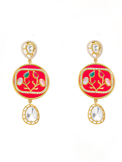 Moissanite with American Diamond necklace with Earring