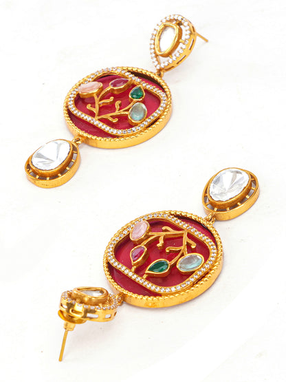 Moissanite with American Diamond necklace with Earring