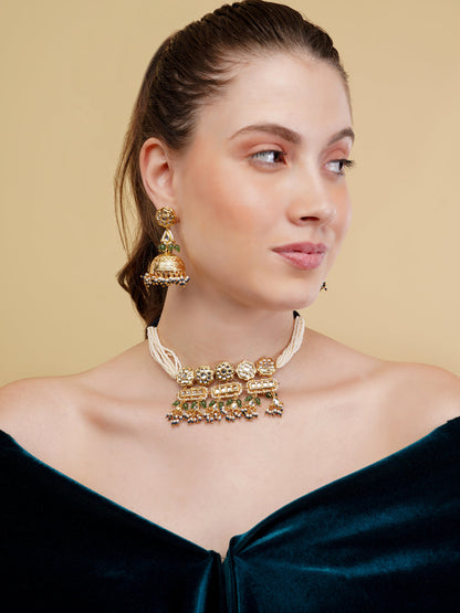 Green and Brown Bow tie shaped necklace with adjustable setting and wearability from Dugristyle Ruhaniyat By Dugran