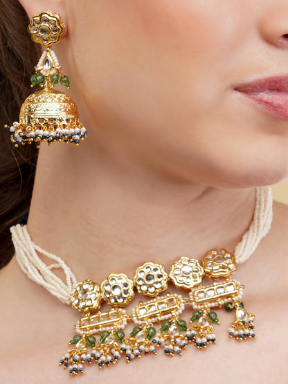 Green and Brown Bow tie shaped necklace with adjustable setting and wearability from Dugristyle Ruhaniyat By Dugran