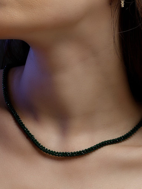 Sabz-e-Dilruba Layered Necklace Green Handmade Pearl Beads Layered Necklace