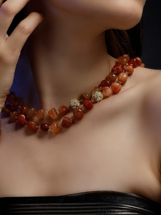 Orange and Yellow Natural Stone Necklace from Dugristyle Ruhaniyat By Dugran