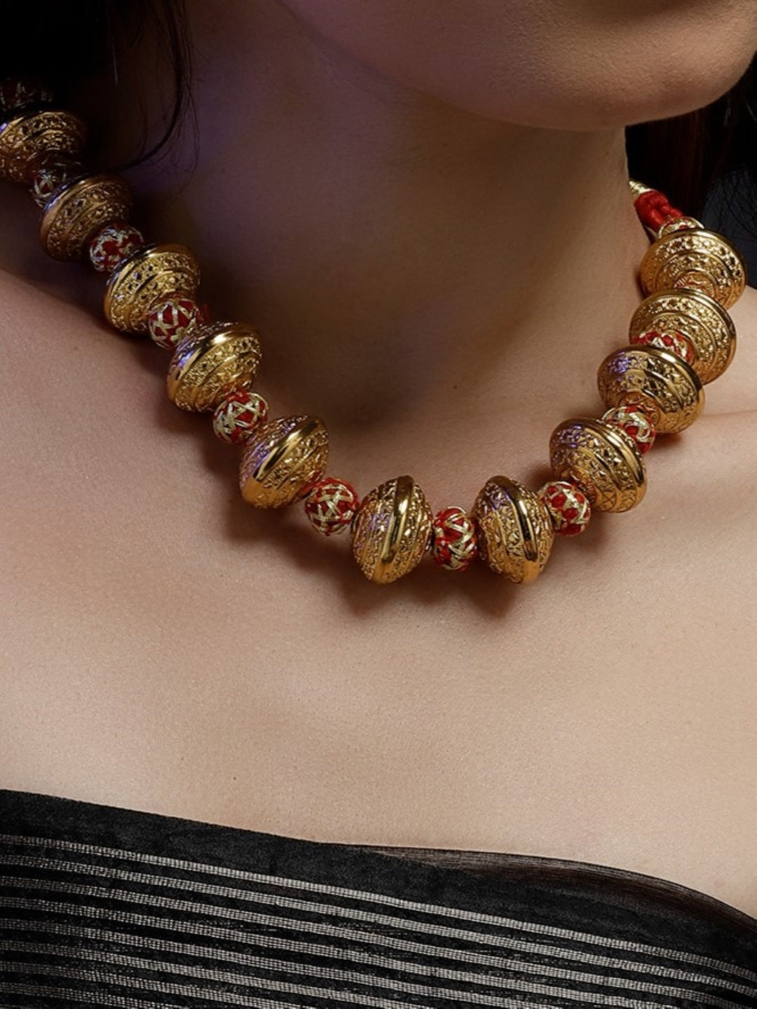 Natural Stones Necklace with Handmade Balls