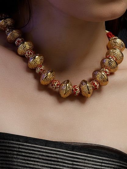 Natural Stones Necklace with Handmade Balls