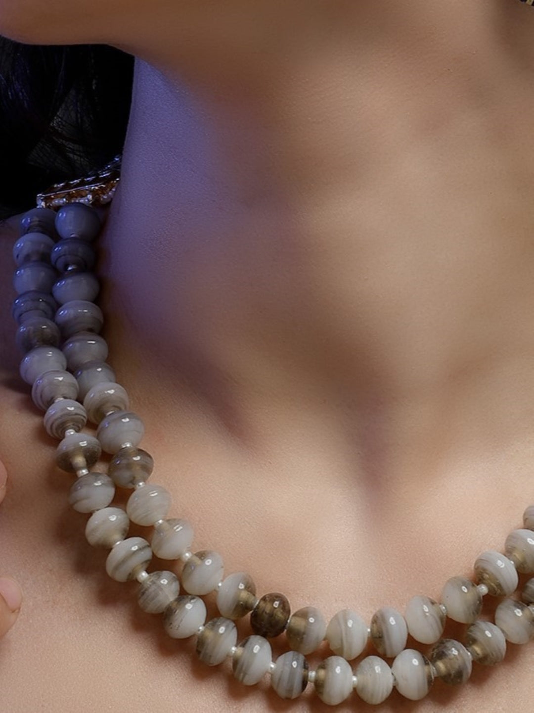 Natural Stones Necklace with Kundan