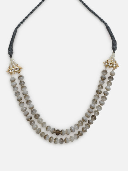 Natural Stones Necklace with Kundan
