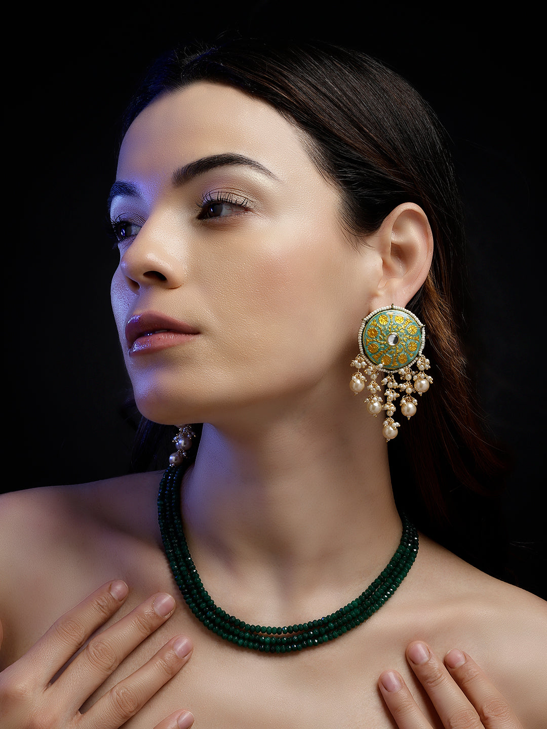 Green and Gold Small Natural Stones Necklace from Dugristyle Ruhaniyat By Dugran