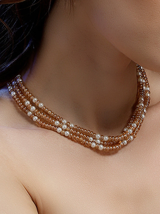 Peach and Gold Natural Stones Necklace from Dugristyle Ruhaniyat By Dugran