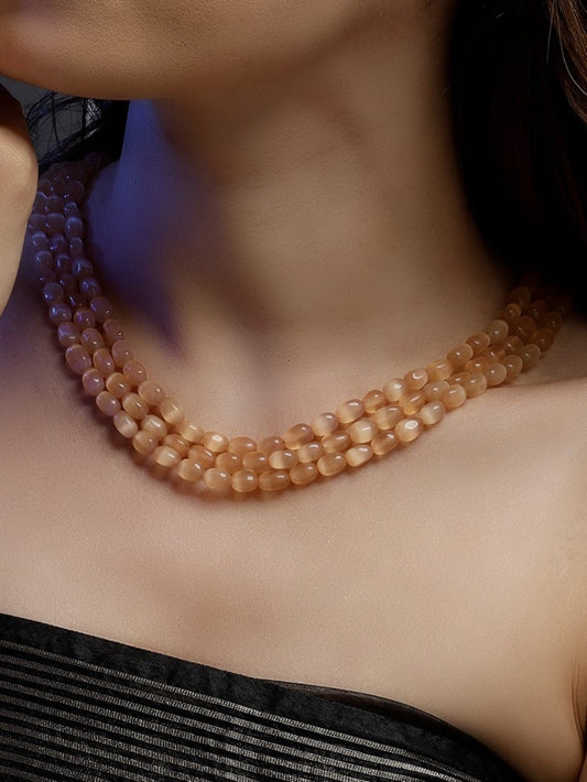 Peach and Red Natural Stones Necklace from Dugristyle Ruhaniyat By Dugran