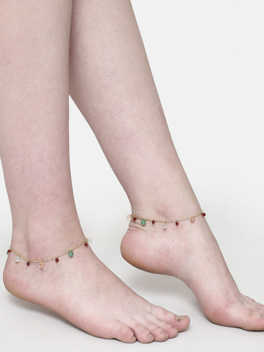Green and Peach Multi Stones Anklet from Dugristyle Ruhaniyat By Dugran