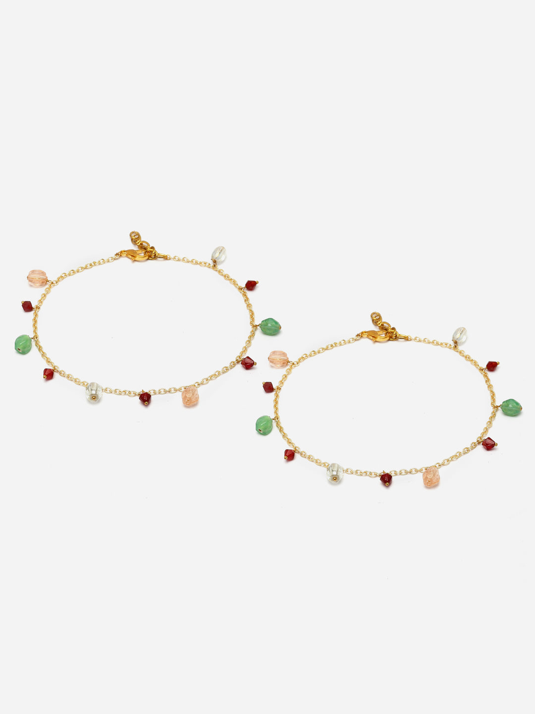 Green and Peach Multi Stones Anklet from Dugristyle Ruhaniyat By Dugran