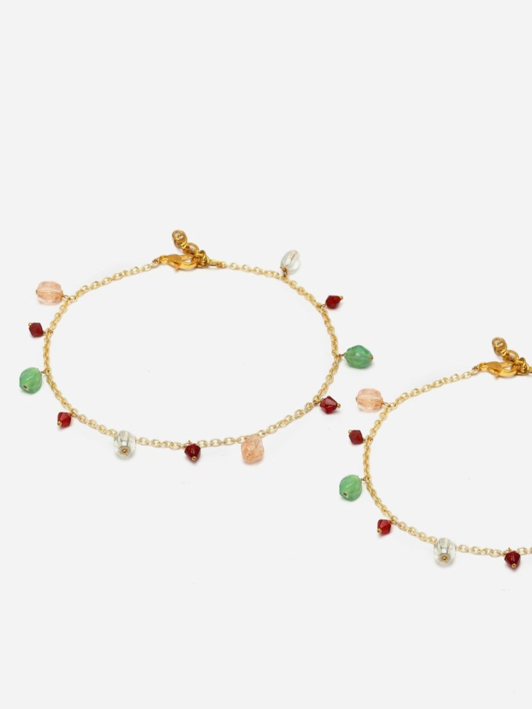 Green and Peach Multi Stones Anklet from Dugristyle Ruhaniyat By Dugran
